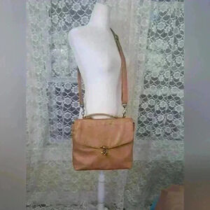 BOLLA Classic Soft Leather Messenger Bag Crossbody Light Brown Handbag Purse